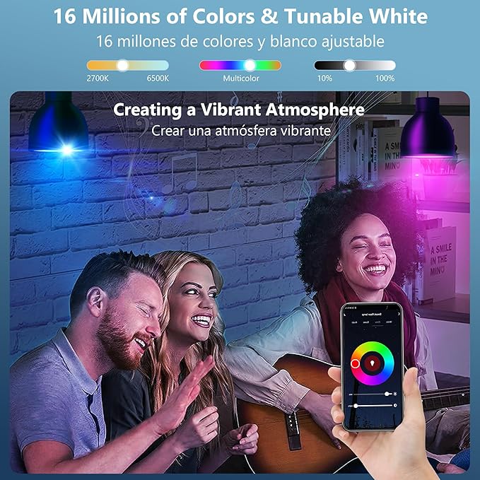 OHLUX Smart WiFi Light Bulbs, 900LM 10W (80W Equivalent) Compatible with Alexa Google Home Siri, WiFi Color Changing LED Light Bulbs, 16 Million DIY RGB, A19 E26 8Pack