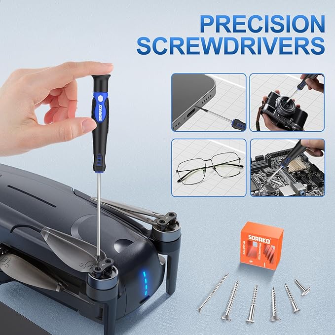 SORAKO 40-Piece Screwdriver Set, Multi-Purpose Magnetic Screwdriver Set with Case, Magnetic Screwdriver Set with Go-Thru Steel Blades | High Torque, Plastic Racking