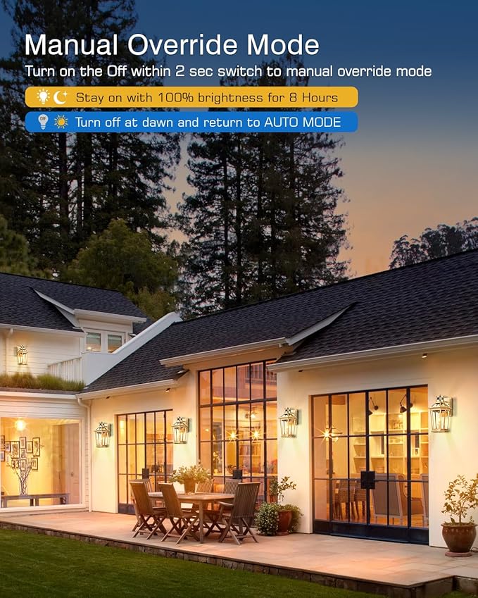 VIANIS Gold Outdoor Wall Lights with Motion Sensor, Dusk to Dawn Outside Porch Lights Lantern, Waterproof Weather Resistant Exterior Lights for House, Doorway, Garden, Home with Clear Glass Shade