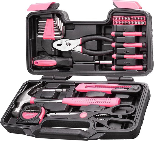 CARTMAN 39-Piece Home Tool Set Kit, Essential Household Hand Tools with Plastic Storage Case