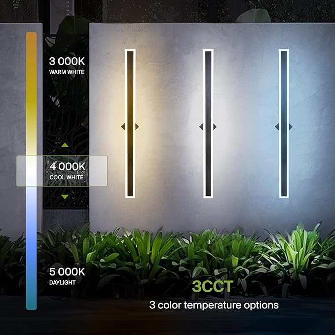 ASD LED 48" Long Wall Mount Light Fixture, Outdoor & Indoor Linear Sconce | 3CCT, Dimmable, Waterproof, Anti-Rust, ETL Listed | 36W 2800LM 3000-5000K 100-277V | Exterior Porch Lighting | Black