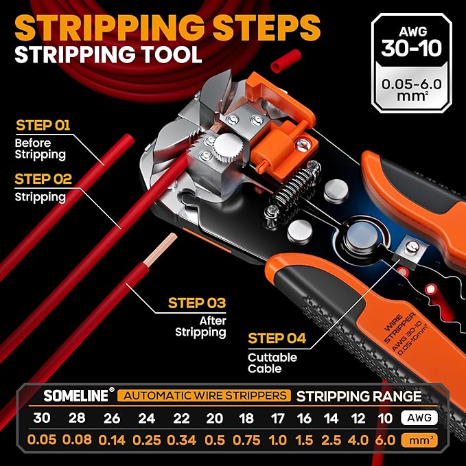 SOMELINE Ferrule Crimping Tool Kit, 36 Sizes Ferrules, AWG 24-8 Ferrule Crimper, with Square Crimping Pliers and Automatic Wire Stripper, Ferrule Terminal Assortment Kit (Stackable Tool Box)