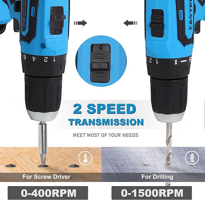 FASTPRO 232-Piece 20V Cordless Drill Driver & Home Tool Set, Home Repairing Tool Kit with Drill, 12-Inch Wide Mouth Open Storage Tool Bag, Blue