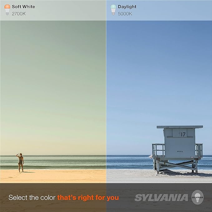 Sylvania LED TruWave Natural Series A19 Light Bulb, 100W Equivalent, Efficient 15W, 1600 Lumens, Medium Base, Dimmable, Clear, 5000K, Daylight - 2 Pack (42291)