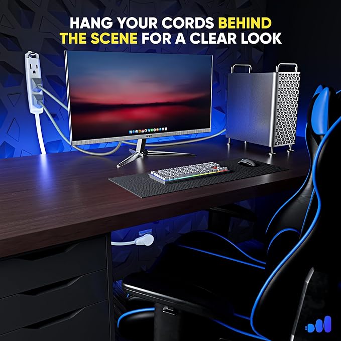 Maximm 15 Ft White 360° Rotating Flat Plug Extension Cord with 3 Outlets on One Side, Versatile Long Reach for Home & Office Use UL-Listed