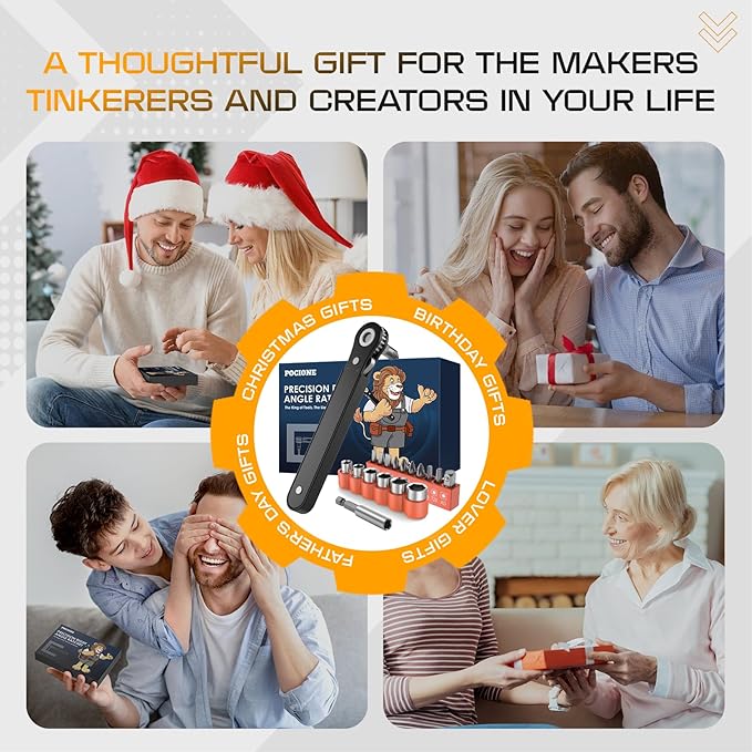 Right Angle Screwdriver Mens Gifts - 90 Degree Offset Ratcheting Screwdriver Pocket Mini Low Profile Ratchet Wrench Bit Socket Set for Tight Space Cool Gadgets EDC Gear Tool Stocking Stuffers for Men