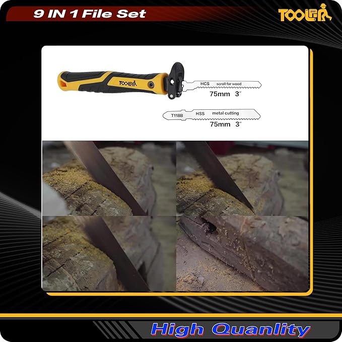 8-In-1 Needle File & Saw Set With Storage box, 6 pcs Small Diamond Files, for Metal, Jewlers, Wood, Leather and Plastic, Ergonomic Designed Handle With Quick Change Mechanism