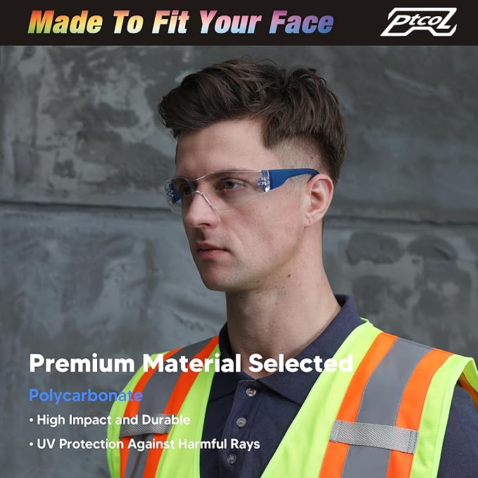 28 Pack Safety Glasses BLUE Frame (Bulk Pack of 24+4) Unisex Clear Anti-Scratch Protective Goggles Impact Resistant Lens Eyewear with ANSI Z87.1 Certified for Construction, Shooting and Laboratory