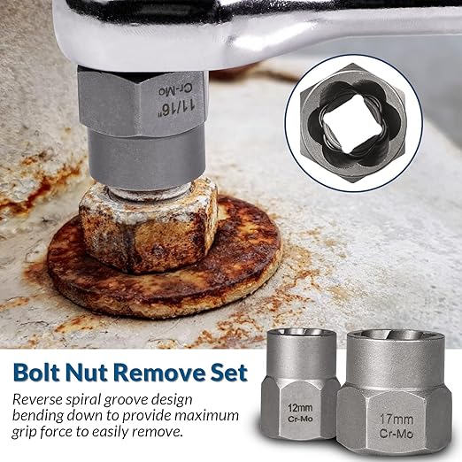 39Pcs Bolt Extractor Set and Drill Bit Kit,Multi-Spline Screw Extractors,Easy Out Broken Lug Nut Extraction Socket Set for Damaged,Frozen,Studs,Rusted,Rounded-Off Bolts,Screws (39-piece)