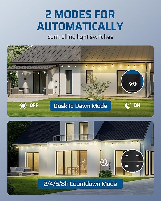 DEWENWILS Dusk to Dawn Dimmer Plug, 100FT Conrtrol Range Dimmable Timer, Compatible with Dimmable LED/Tungsten Bulbs, Waterproof Outdoor Dimmer for String Lights, Christmas Lights, FCC Certified