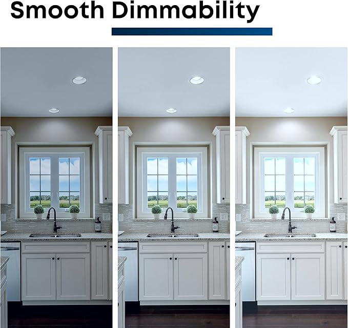 Feit Electric 5-6 inch LED Recessed Downlight - Pre-Mounted Trim - Standard Base Adapter - 5000K Daylight - Dimmable- 75W Equivalent - 45 Year Life - 925 Lumen - High CRI