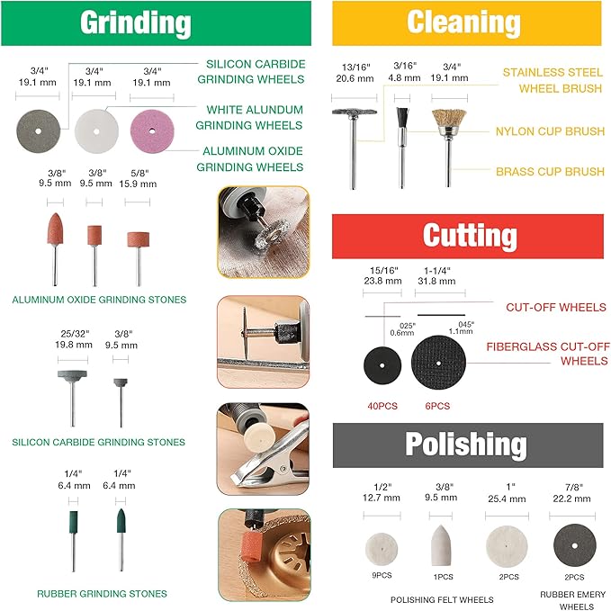 WORKPRO 306PCS Rotary Tool Accessories Kit, Fits Dremel Rotary Tool, 1/8" Shanks DIY Universal Fitment for Easy Cutting, Sanding, Grinding, Carving, Polishing, Drilling and Engraving with Storage Case