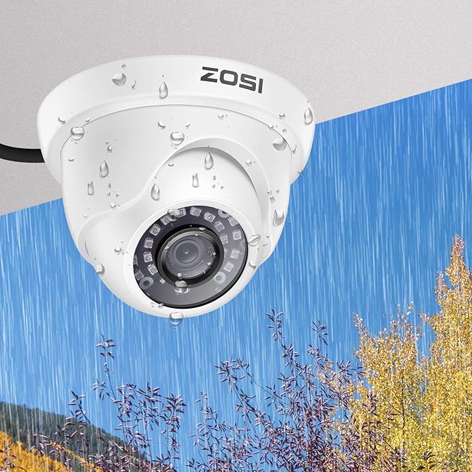 ZOSI 1000TVL CCTV Camera 24 IR LEDs Indoor Outdoor Day Night Vision 65ft Security Dome Color Camera for DVR Surveillance System (White)