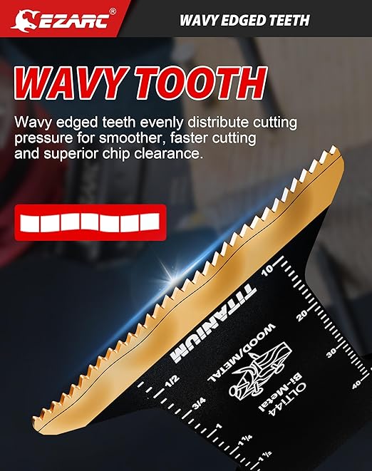 EZARC Titanium Oscillating Saw Blades, Oscillating Multitool Blades for Metal, Wood Nails, Screws Cutting, Plastic, 10 Pack
