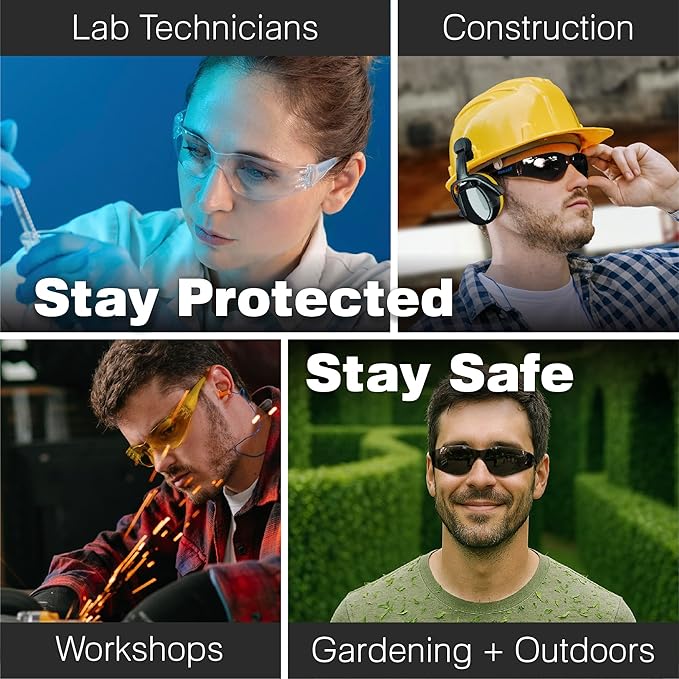 Raxwell Clear Safety Glasses, ANSI Z87.1, Wraparound, Anti-Scratch, Impact-Resistant, Eye Protection for Work & DIY