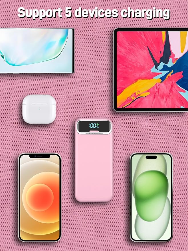 Portable Charger Power Bank with Built in Cables and AC Wall Plug,PD20W&SCP22.5W USB-C Super Fast Charging,20000mAh Travel Phone Charging,LED Display Battery Pack Compatible All iPhone Samsung etc