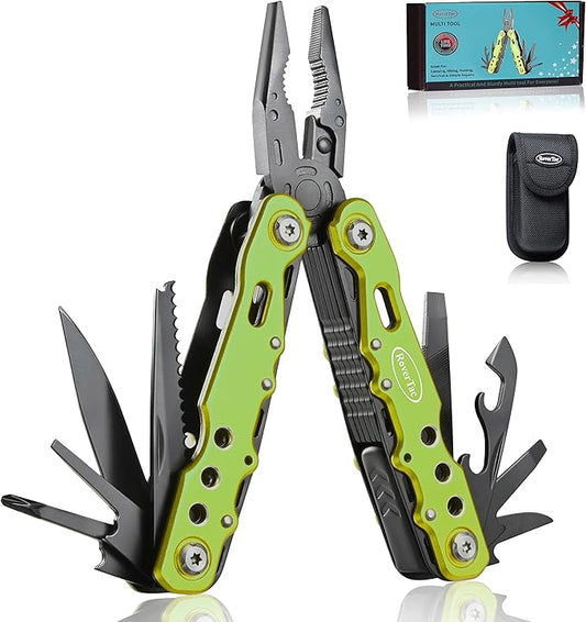 RoverTac 14 in 1 Multitool - Knife, Pliers, Screwdrivers, Saw, Bottle Opener - Perfect for Camping, Survival, Hiking, Repairs