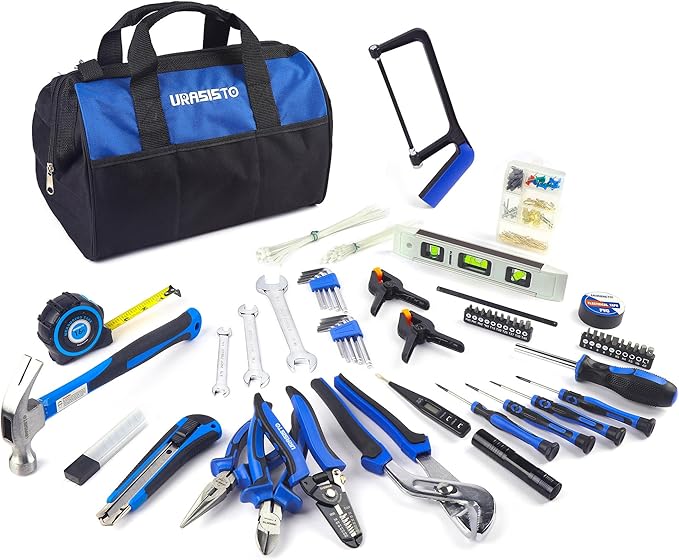 174-Piece Premium Tool Kit, Household Repairing Tool Set with 14 Inch Large Mouth Open Storage Tool Bag