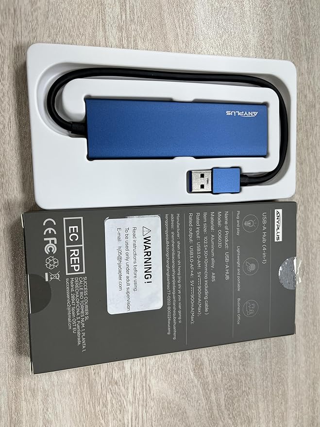 USB Hub, USB 3.0 Hub Aluminum Alloy Ultra Slim USB Splitter, Portable 4 Port USB Extender, USB Hub for Laptop, PC, MacBook, iMac, Surface Pro, Mac Pro, Flash Drive, XPS 【Blue】