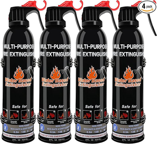 Fire Extinguisher for Home, 4 Pack Vehicle Fire Extinguishers with Mount, Portable Fire Extinguisher Effective on A, B, C, K Fires, Water-Based Extinguisher for Car Boat Office Truck Kitchen Garage RV
