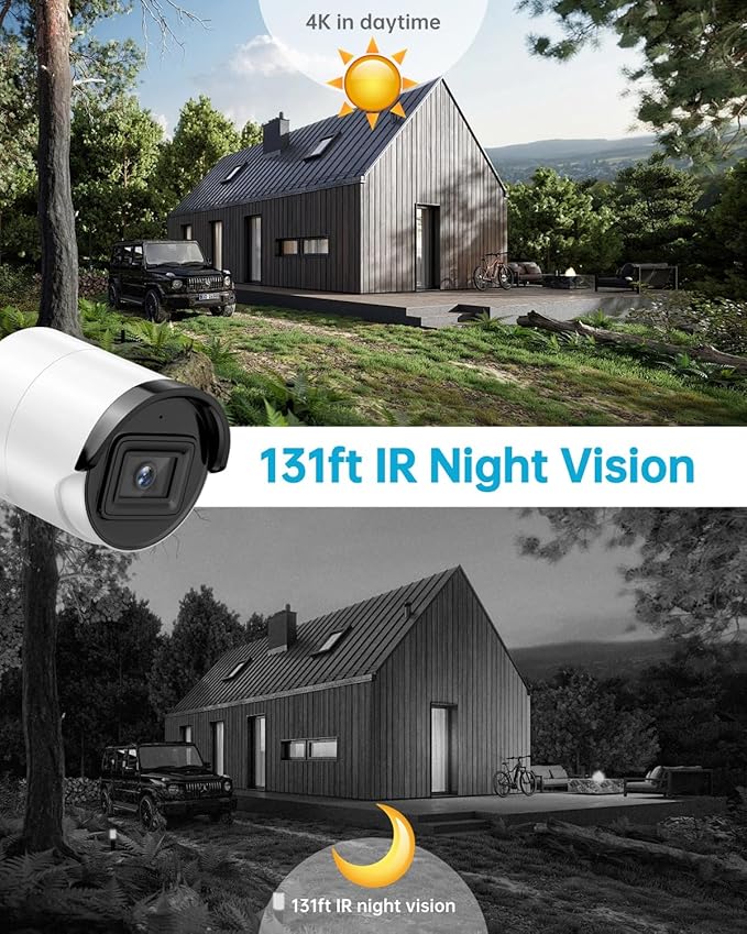 4K 8MP AcuSense PoE IP Camera Outdoor Indoor, PoE Bullet Network Camera with Human/Vehicle Detection, H.265+, IP67 Waterproof, 2CD2083G2-I 2.8mm