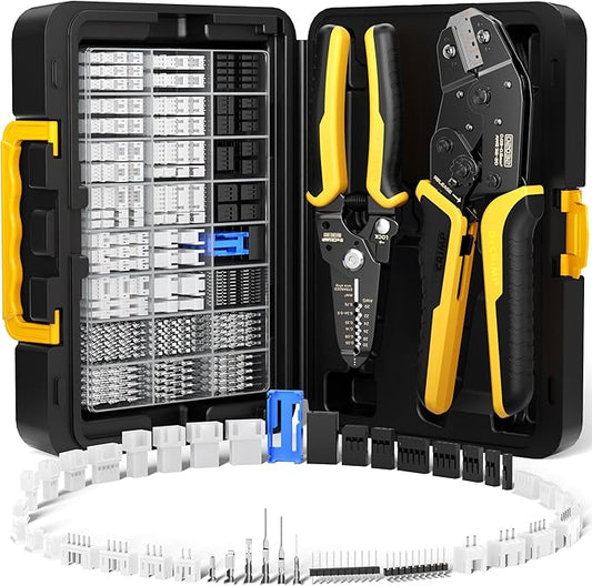 Crimp Tool Connector Kit, with 40 Types Dupont + JST-PH 2.0 + JST-XH 2.5mm Connectors Set, Ratcheting Wire Crimper,Crimping Pliers 32-20 AWG for Dupont,JST-SM,JST-SYP,KF2510,AMP EI-Serie,Molex