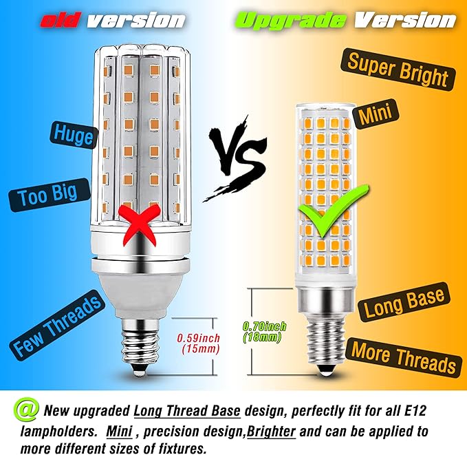ALIDE E12 100 Watt Equivalent LED Candelabra Bulbs C7,Non-dimmable,2700K Warm White,1200LM T6 E12 10W LED Ceil Fan Light Bulbs for Chandelier Pendant Lighting,5 Pack