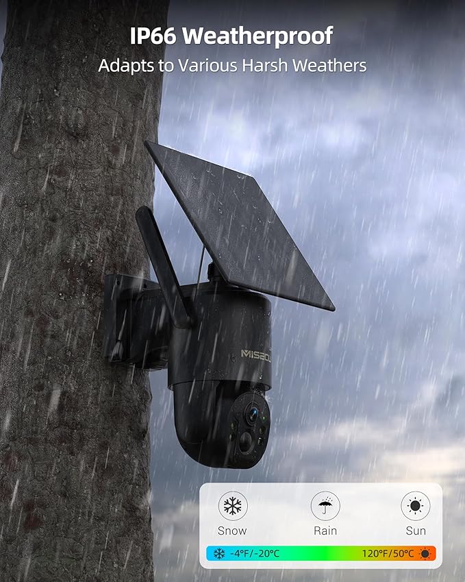 4G LTE Cellular Solar Security Camera Wireless Outdoor, No WiFi Solar Powered Outdoor, 2.5K Color Night Vision, AI Motion Detection, 360° PTZ Live View, 2 Way Talk, Built in SIM Card (2 Pack)