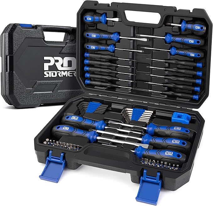 Prostormer Magnetic Screwdriver Set, 79-Piece Multi-Purpose Slotted/Phillips Screwdriver Kit with Precision Screwdrivers, Allen Wrench Set and Screwdriver Bits for DIY and Repair Works