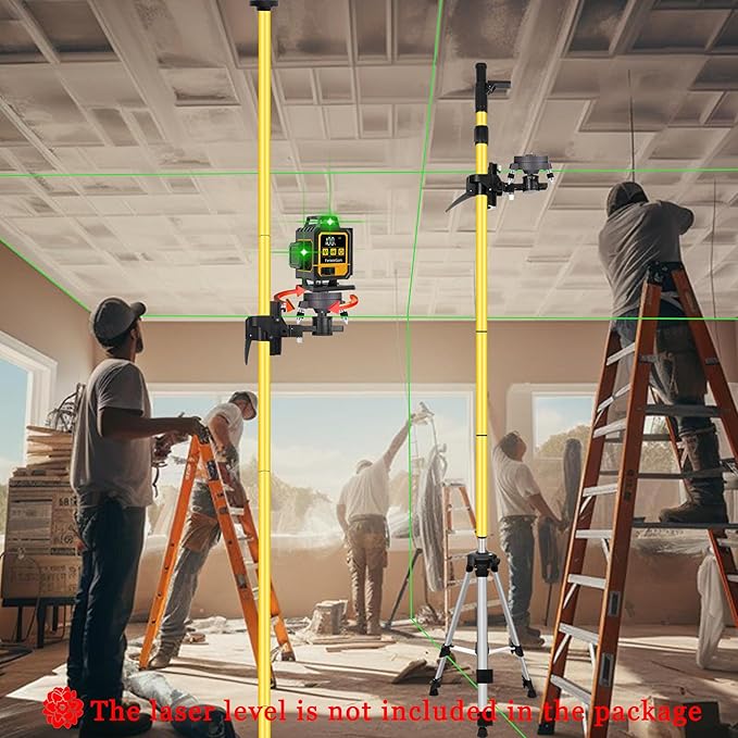 Laser level pole telescoping with electric rotating base 13.8 feet/4.2M laser level tripod Equipped with 1/4 inch 5/8-inch screw threads ，with a 47 inch tripod