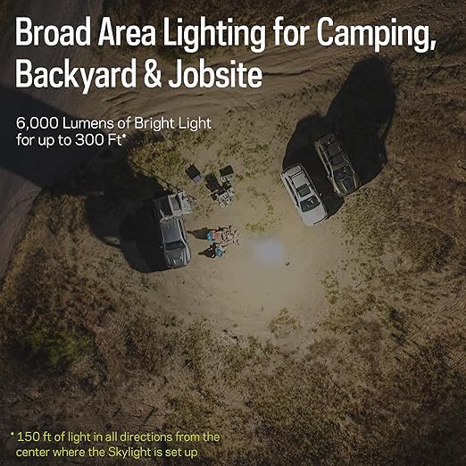 Goal Zero Skylight – 6000-Lumen Portable Telescoping LED Light Provides 300’ of Lighting, Adjustable 4’-12’ Height –Use for Camping, Tailgating, Outdoor, Work & Jobsite