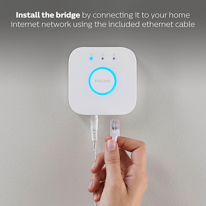 Philips Hue Bridge, Unlock The Full Potential of Hue Bridge System, Multi-Room and Out-of-Home Control, Create Automations and Zones, Smart Lighting Hub, Works with Voice and Matter-Compatible