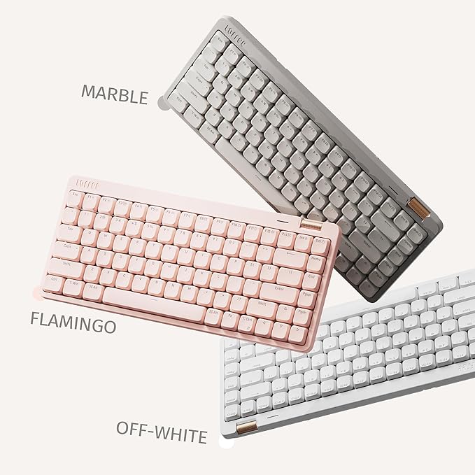 Flow Lite 84 Keys Low Profile Mechanical Keyboard, 75% Swappable Rechargeable Wireless Keyboard with 2.4G Receiver, Bluetooth and Wired Connection for Windows, Mac/Specter Linear Switches (Off-White)