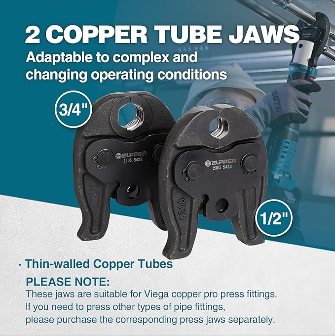 Mini Pro Press Tool kit with 2 Copper Pro Press Jaws 1/2", 3/4", Brushless Motor, 2pcs Battery, Fast Charger & Carrying Case