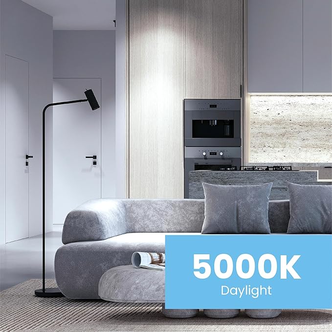 Feit Electric A19 LED Light Bulbs, 60W Equivalent, Dimmable, E26 Standard Base, 90 CRI, 800 Lumens, 5000K Daylight, 120V, 22 Years Lifetime, Damp Rated, 8 Pack, OM60DM/950CA/8