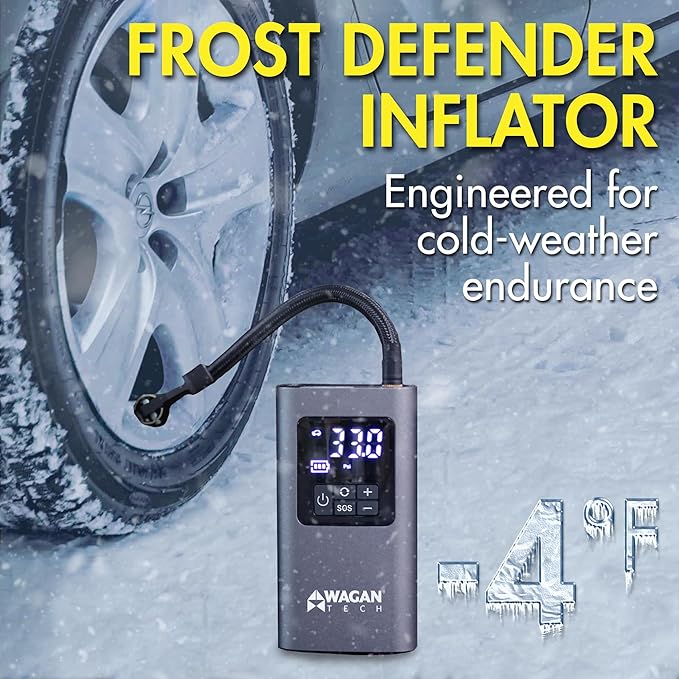 Wagan EL7317 Cordless Air Tire Inflator, 150PSI Portable Air Pump with Auto Shut-Off LED Light Handheld Air Compressor for Car, Bicycle, Motorcycle, Ball