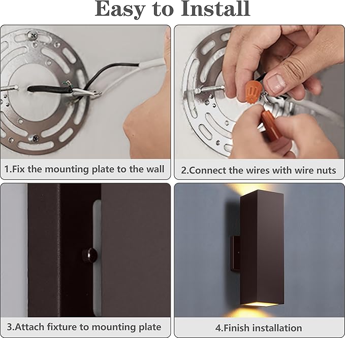 SHIMR Dusk to Dawn Outdoor Lighting 2 Pack, Modern Exterior Lighting Fixtures with Oil Rubbed Bronze Finish, Square Up Down Lights Outdoor for House Patio Garage [ETL Listed]