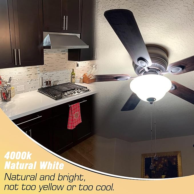 E17 Intermediate Base LED Appliance Light Bulb Over Stove 4 Watt Equivalent 40 Watt 4000K Natural White for Chandelier Ceiling Fan Microwave Range Hood Light Bulbs,Non-Dimmable,450lm,5pack