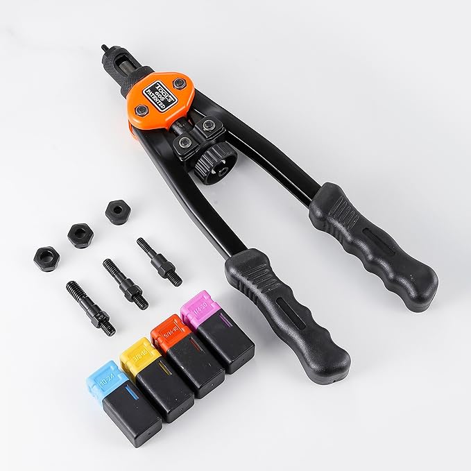 Rivet Nut Gun Professional Hand Tool Convenient Lightweight, with 4 SAE Mandrels 1 Wrench Tool