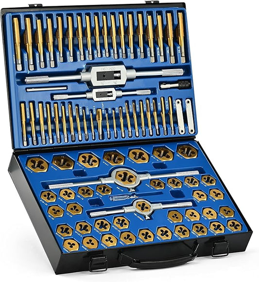 Orion Motor Tech 86pc Tap and Die Set, SAE & Metric Tap Set and Die Tool Set for Internal and External Threading, Coarse and Fine Threading Rethreading Tool Kit with Carrying Case