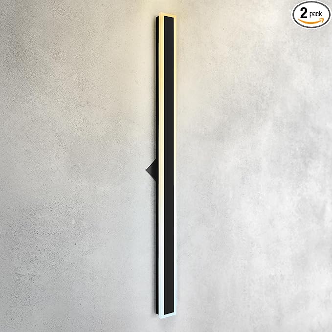 ASD LED 72" Long Wall Mount Light Fixture, Outdoor & Indoor Linear Sconce | 3CCT, Dimmable, Waterproof, Anti-Rust, ETL Listed | 40W 3200LM 3000-5000K 100-277V | Exterior Porch Lighting | Black, 2 Pack