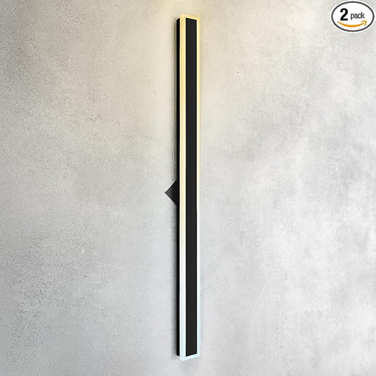 ASD LED 72" Long Wall Mount Light Fixture, Outdoor & Indoor Linear Sconce | 3CCT, Dimmable, Waterproof, Anti-Rust, ETL Listed | 40W 3200LM 3000-5000K 100-277V | Exterior Porch Lighting | Black, 2 Pack