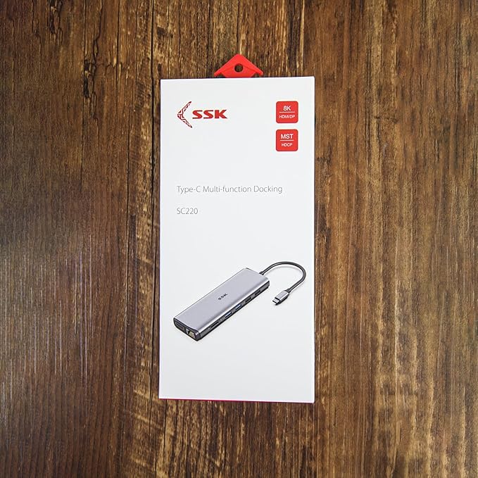 SSK 8K USB C Dock for Thunderbolt Laptop, MacBook Docking Station 3 Monitors,10Gbps USB C Hub Dual HDMI, Displayport, Ethernet,100W PD, Mic/Audio, USB C&A 3.2 Gen 2 Port for iPhone 15/Mac/Lenovo