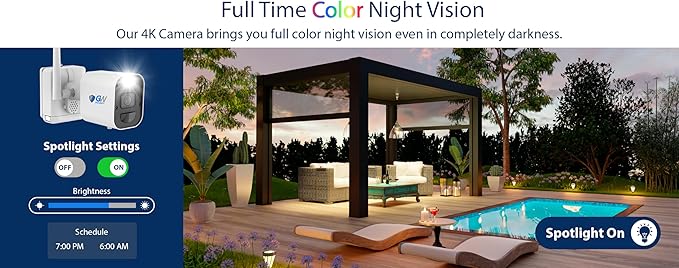 GW Security 8 Channel 4K WiFi Security Camera System, 8ch 4K NVR with 4 x 8MP WiFi Wireless Bullet Two-Way Audio Security Cameras, Spotlight Color Night Vision, Outdoor Indoor Surveillance