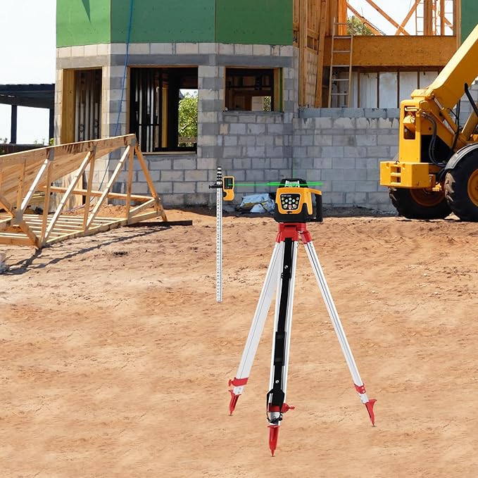 Automatic Self Leveling Rotary Laser, 1650ft Green Beam Laser Level with Receiver Remote Control, 360 Rotating Horizontal Vertical Transit Level (Rotary Laser Level Kit with Tripod and Rod)