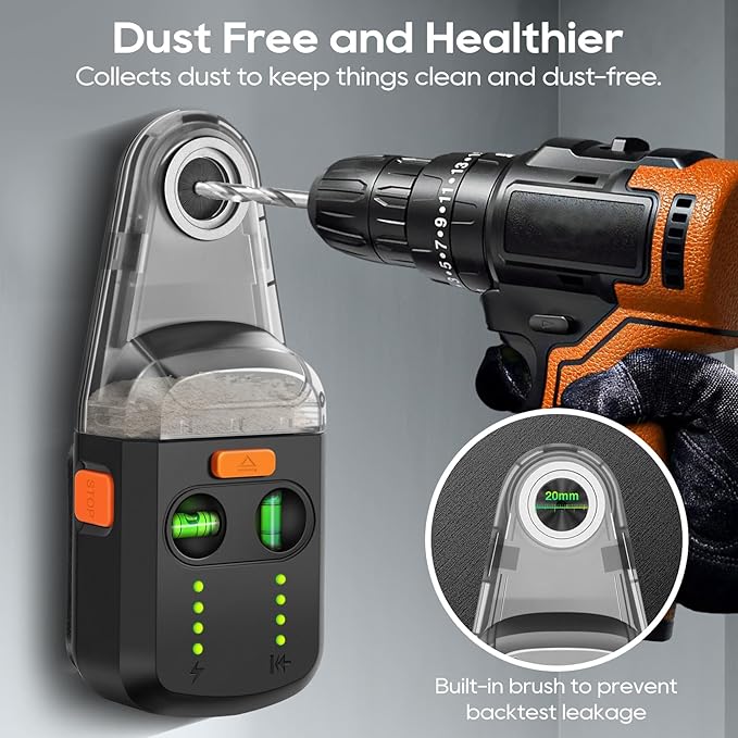 4-in-1 Laser Level Tool, Rechargeable Wall Mount Laser Level for Picture Hanging, with Line Laser, Drill Dust Collector, Wall Bracket, Electronic Vacuum Suction Cup Home Renovations