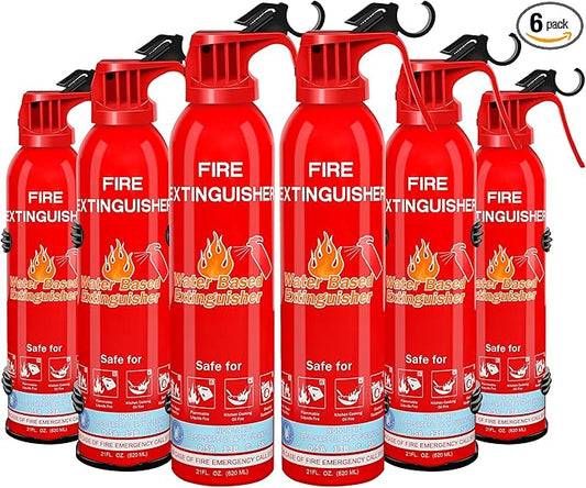 Fire Extinguisher for Home with Mount, 6 Pack Upgraded 8-in-1 Portable Fire Extinguishers For Vehicle Car Boat Marine Kitchen Emergency Supplies, Water-Based Extinguisher For A, B, C, K Fire Types