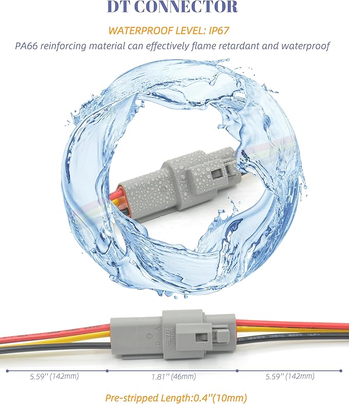 DT Deutsch 3 Pin Connector Kit Waterproof Electrical Connector 16 AWG Male and Female Automotive Wire Connectors for Car Truck Boat, Dt Connector 2 Sets (3 Pin 2 Sets)