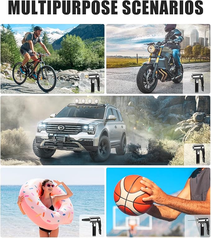 AVID POWER Cordless Tire Inflator Portable Air Compressor, 20V Rechargeable Battery Powered Car Tire Pump w/ 12V DC Adapter, Digital Pressure Gauge, Air Pump for Car, Bike, Motorcycle, Ball