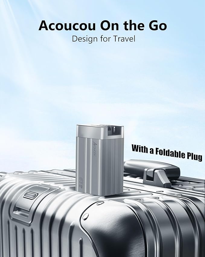 USB C Fast Charging Block，67W GaN Fast Charger 3-Port，Acoucou Adapter Type C Wall Chargers for iPhone 16,15,14,13,12, iPad, MacBook, Galaxy S25, S24, S23, Tablet